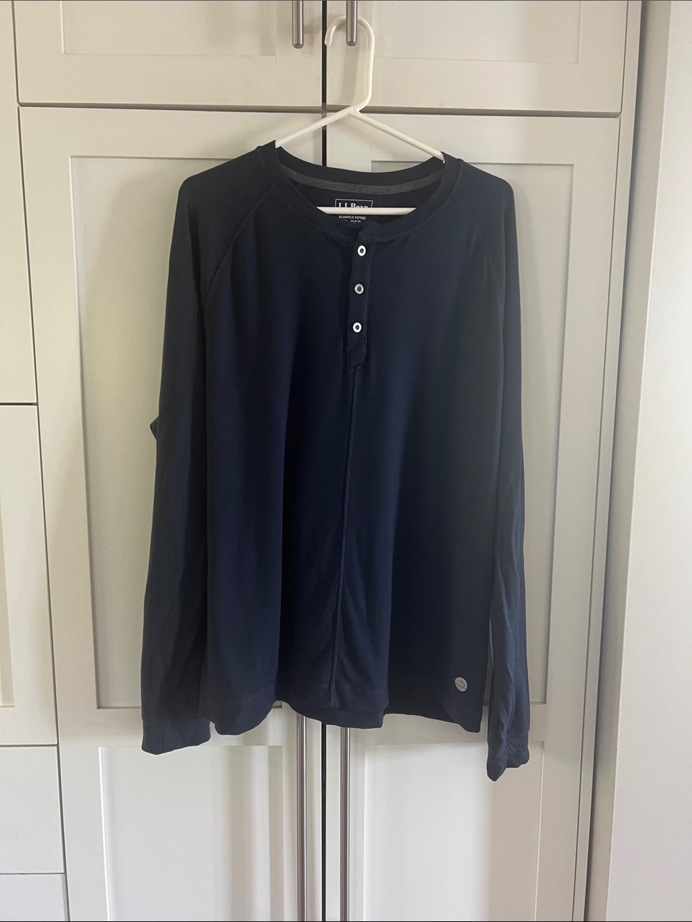 L.L. Bean Men's Navy Henley Long-Sleeve Shirt - Merino Wool Blend